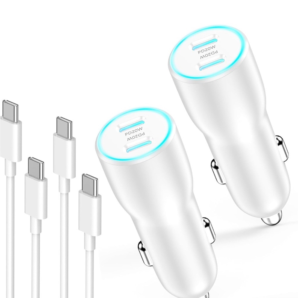 NIB iPhone 15 Pro Max Car Charger, 2 Pack 40W Dual USB C with Cables